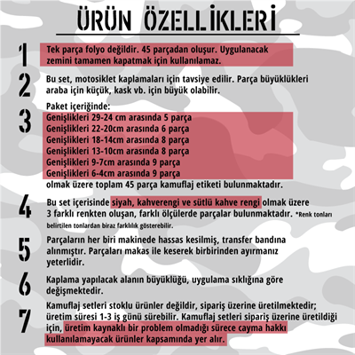 CMO503M - 45 Parca Ucgen Kamuflaj Seti - (Siyah-Kahverengi-Sultu Kahve)