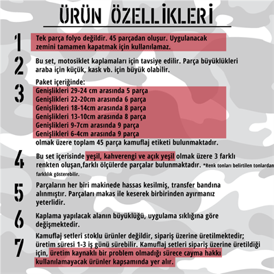 CMO504M - 45 Parca Ucgen Kamuflaj Seti - (Yesil-Kahverengi-Acik Yesil)