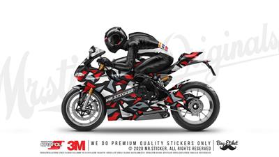 CMO505M - 45 Parca Ucgen Kamuflaj Seti (Beyaz-Kırmızı-Füme)