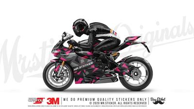 CMO509M - 45 Parca Ucgen Kamuflaj Seti - (Siyah-Fuşya-Füme)