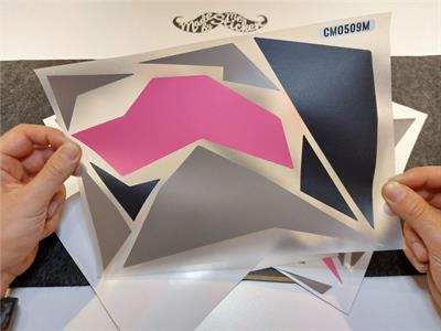 CMO509M - 45 Parca Ucgen Kamuflaj Seti - (Siyah-Fuşya-Füme)