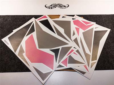 CMO509M - 45 Parca Ucgen Kamuflaj Seti - (Siyah-Fuşya-Füme)