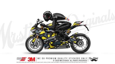 CMO512M - 45 Parca Ucgen Kamuflaj Seti (Sarı-Gri-Füme)