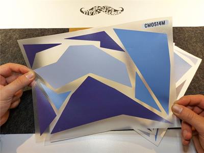 CMO514M - 45 Parca Ucgen Kamuflaj Seti (Mavi-Lacivert-Kirli Mavi)