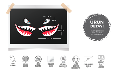 CW4 Ozel Seri - Kopek Baligi Disi ve Gozu Etiket Seti Simetrik