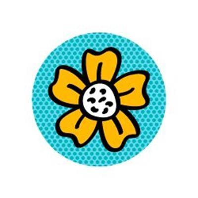 FLW2 Mavi Sari Cicek Etiketi