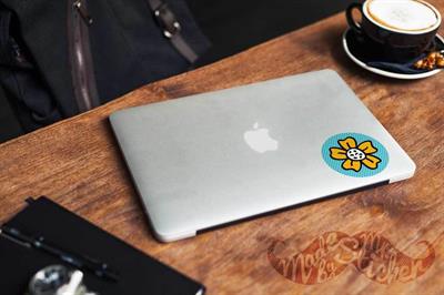 FLW2 Mavi Sari Cicek Etiketi