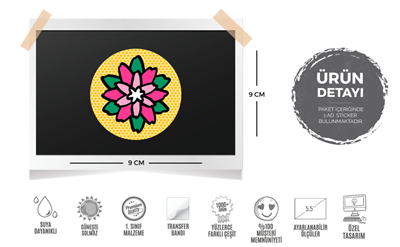 FLW4 Pembe Yesil Cicek Etiketi