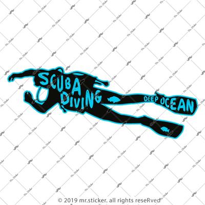HBG54 Scuba Diving Yazili Dalgic Silueti Etiketi