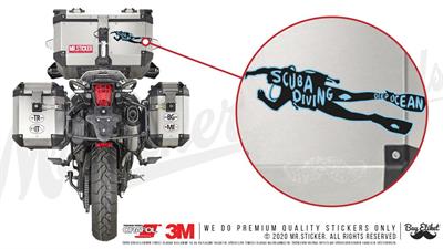 HBG54 Scuba Diving Yazili Dalgic Silueti Etiketi