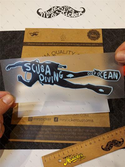 HBG54 Scuba Diving Yazili Dalgic Silueti Etiketi