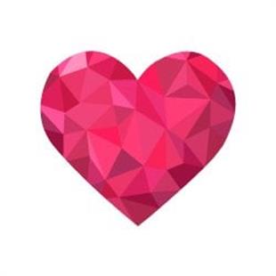 HRT10 Polygonal Tasarim Kalp Etiketi