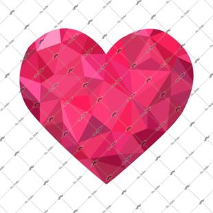 HRT10 Polygonal Tasarim Kalp Etiketi