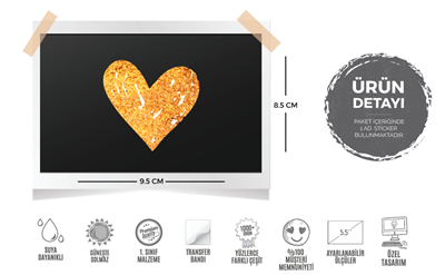 HRT2 Altin Yaldizli Kalp Etiketi