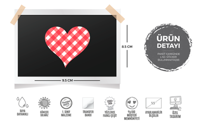 HRT6 Ekoseli Kalp Etiketi