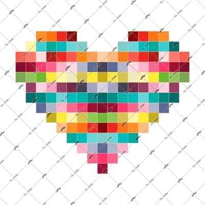 HRT9 Piksel Tasarim Kalp Etiketi