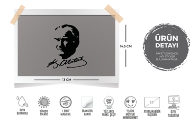 MKA1 Kemal Ataturk Silueti - Mat Siyah