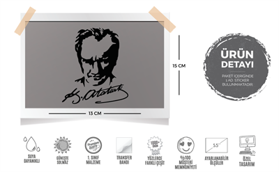 MKA2 Kemal Ataturk Silueti - Mat Siyah
