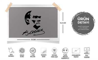 MKA3 Kemal Ataturk Silueti - Mat Siyah
