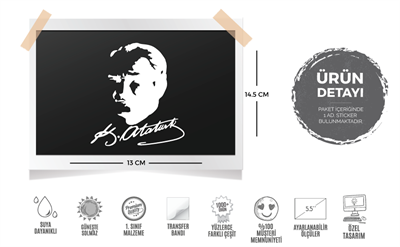 MKA5 Kemal Ataturk Silueti - Mat Beyaz