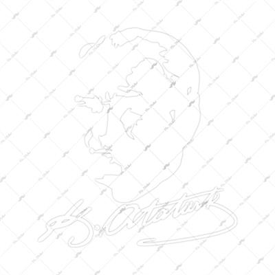 MKA5 Kemal Ataturk Silueti - Mat Beyaz