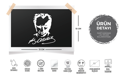 MKA6 Kemal Ataturk Silueti - Mat Beyaz