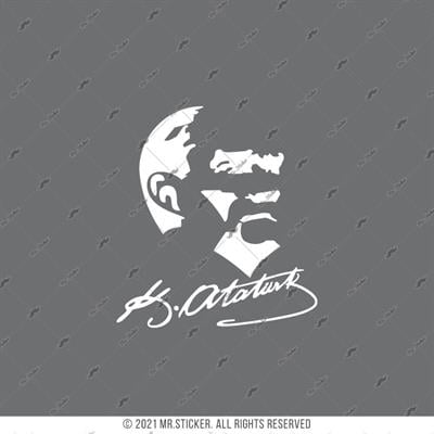 MKA7 Kemal Ataturk Silueti - Mat Beyaz
