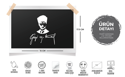 MKA8 Gazi Mustafa Kemal Silueti - Mat Beyaz