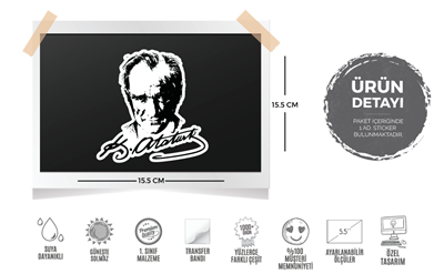 MKA9 Kemal Ataturk Silueti - Seffaf Folyo