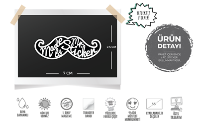 MRSTC10 Reflektif Mr.Sticker Bıyık Etiketi