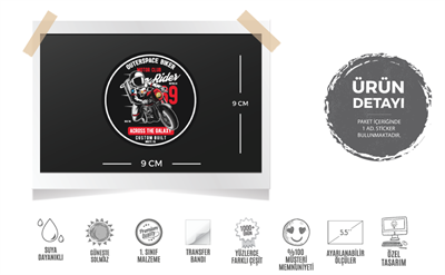 MSL102 Astronot Motorcu Etiketi