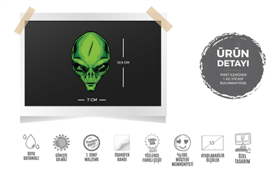 MSL142 Merhaba Dunyali Yazili Alien Etiketi