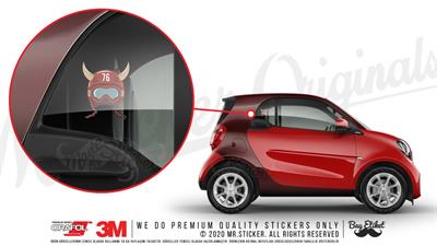 MSL32 Boynuzlu Kirmizi Vintage Kask Etiketi