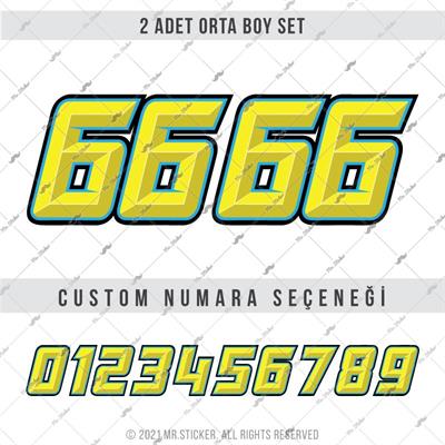 PRS5 Reflektif Sari Mavi Renkli Yaris Numarasi Seti