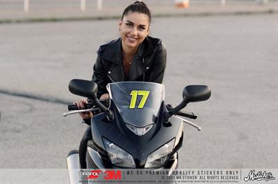 PRS7 Reflektif Acik Yesil Renkli Yaris Numarasi Seti