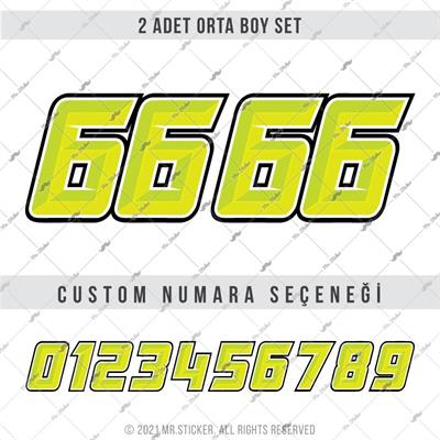 PRS7 Reflektif Acik Yesil Renkli Yaris Numarasi Seti