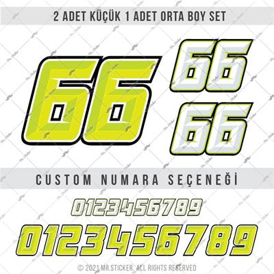 PRS7 Reflektif Acik Yesil Renkli Yaris Numarasi Seti