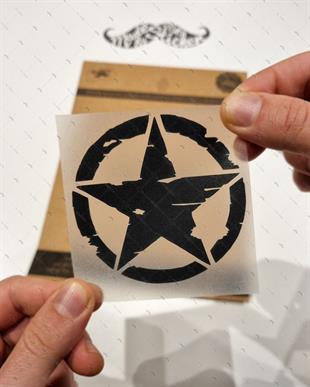 RFBK14 Siyah Reflektif Eskitilmis Desenli Asker Yildizi - Kucuk Boy