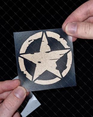 RFBK14 Siyah Reflektif Eskitilmis Desenli Asker Yildizi - Kucuk Boy