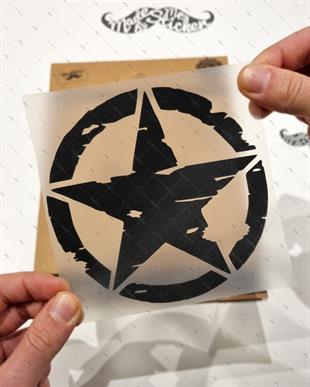 RFBK15 Siyah Reflektif Eskitilmis Desenli Asker Yildizi - Buyuk Boy