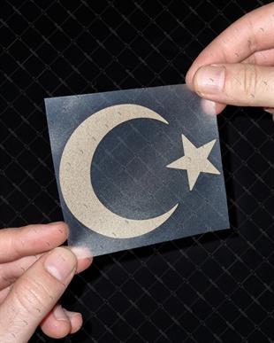 RFBK17 Siyah Reflektif Ay Yildiz Etiketi