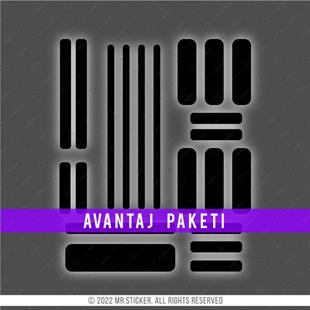 RFBK2 47 Parca Siyah Reflektif Serit Seti