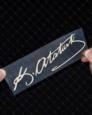 RFBK20 Siyah Reflektif Kemal Ataturk Imzasi Etiketi