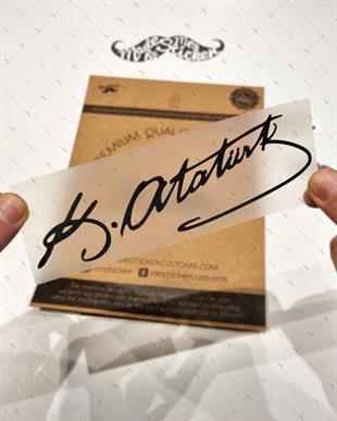 RFBK20 Siyah Reflektif Kemal Ataturk Imzasi Etiketi