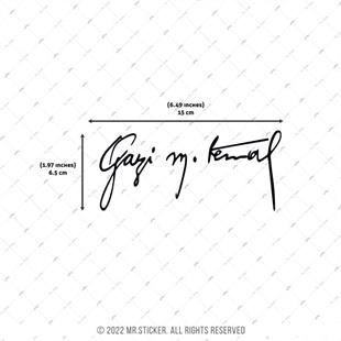 RFBK21 Siyah Reflektif Gazi Mustafa Kemal Ataturk Imzasi Etiketi