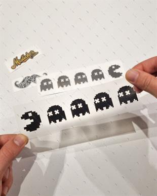 RFBK28 Siyah Reflektif Pacman Etiketi