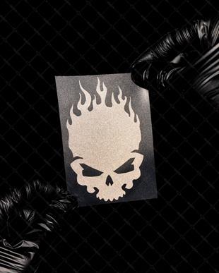 RFBK31 Siyah Reflektif Alevli Kurukafa Etiketi