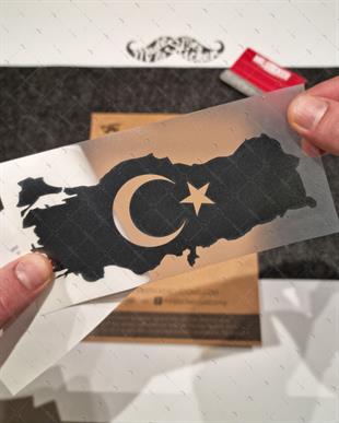 RFBK33 Siyah Reflektif Ay Yıldızlı Türkiye Haritası