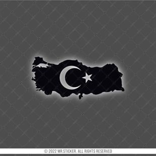 RFBK33 Siyah Reflektif Ay Yıldızlı Türkiye Haritası