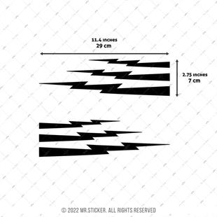 RFBK36 Siyah Reflektif Yıldırım Seti Simetrik 6lı Set
